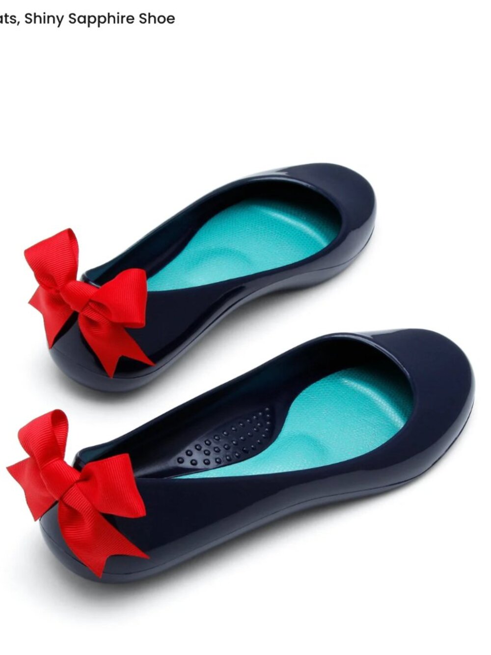 Oka B Women’s Sz 9/39 Taylor Jelly Bow Ballet Flats Shiny Sapphire Navy Blue Red